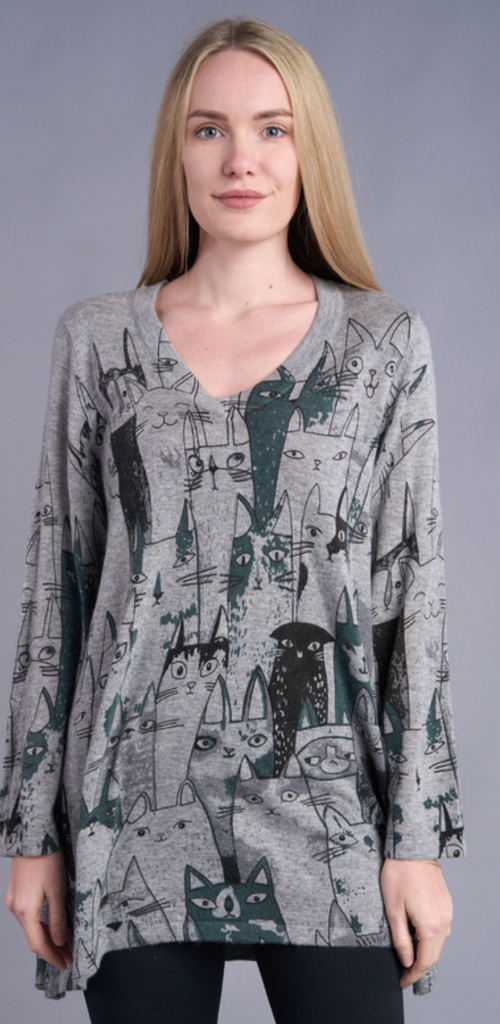 Shana Cat V-Neck Sweater