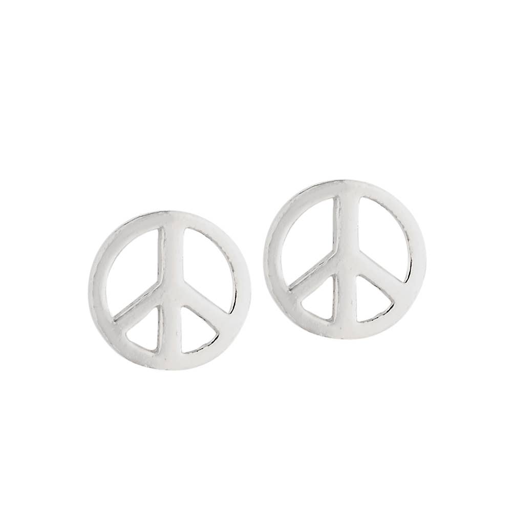 Peace Sign Sterling Silver Stud Earring