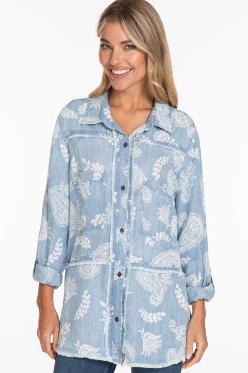 Multiples - Button Front Fringed Shirt
