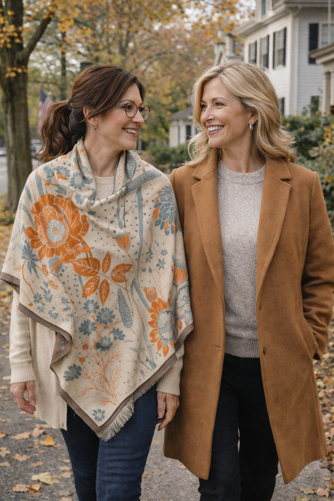 Winding River - Orange / Blue Wild Wheat Reversible Wrap