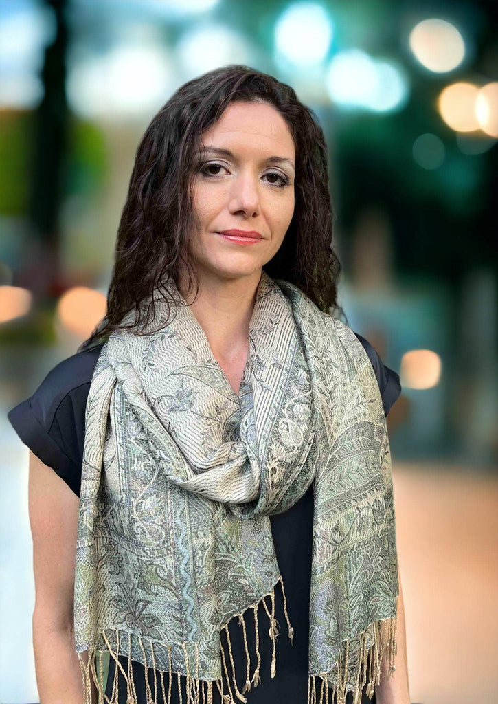 Rayz Intl - Sage Modal Silk Jamawar Pashmina