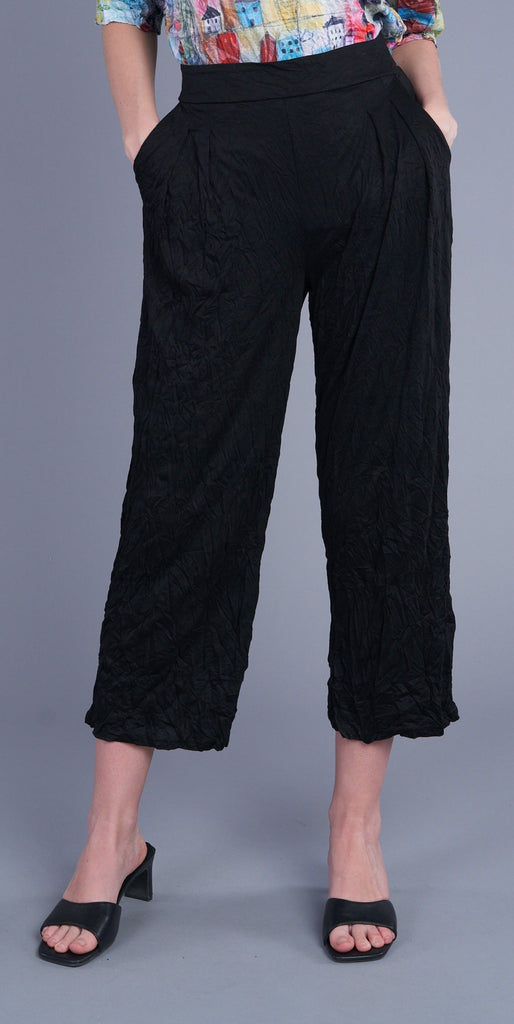 Shana Crinkle Black Pant with Pockets
