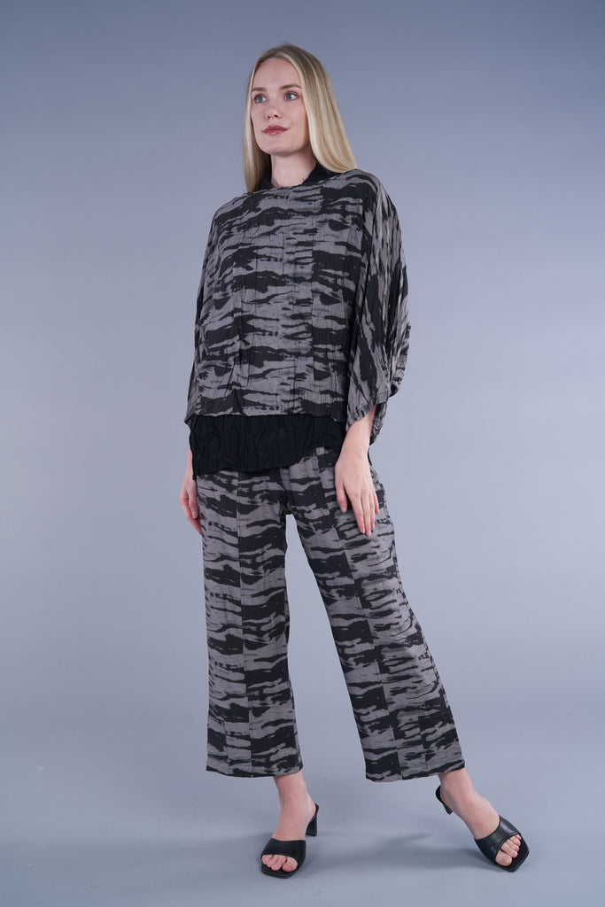 Shana Black and Grey Printed Pant