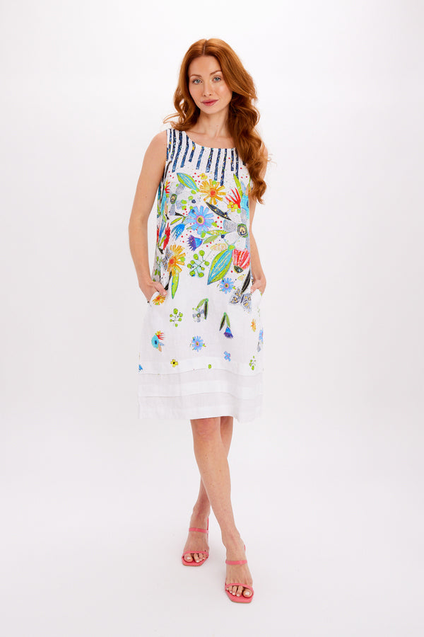 Dolcezza - Linen Dress with Flower Print