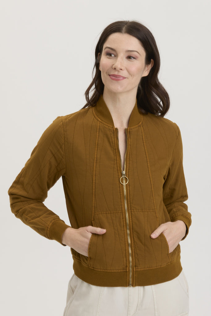 XCVI  Hurston Quilted Bomber- Gingerbread