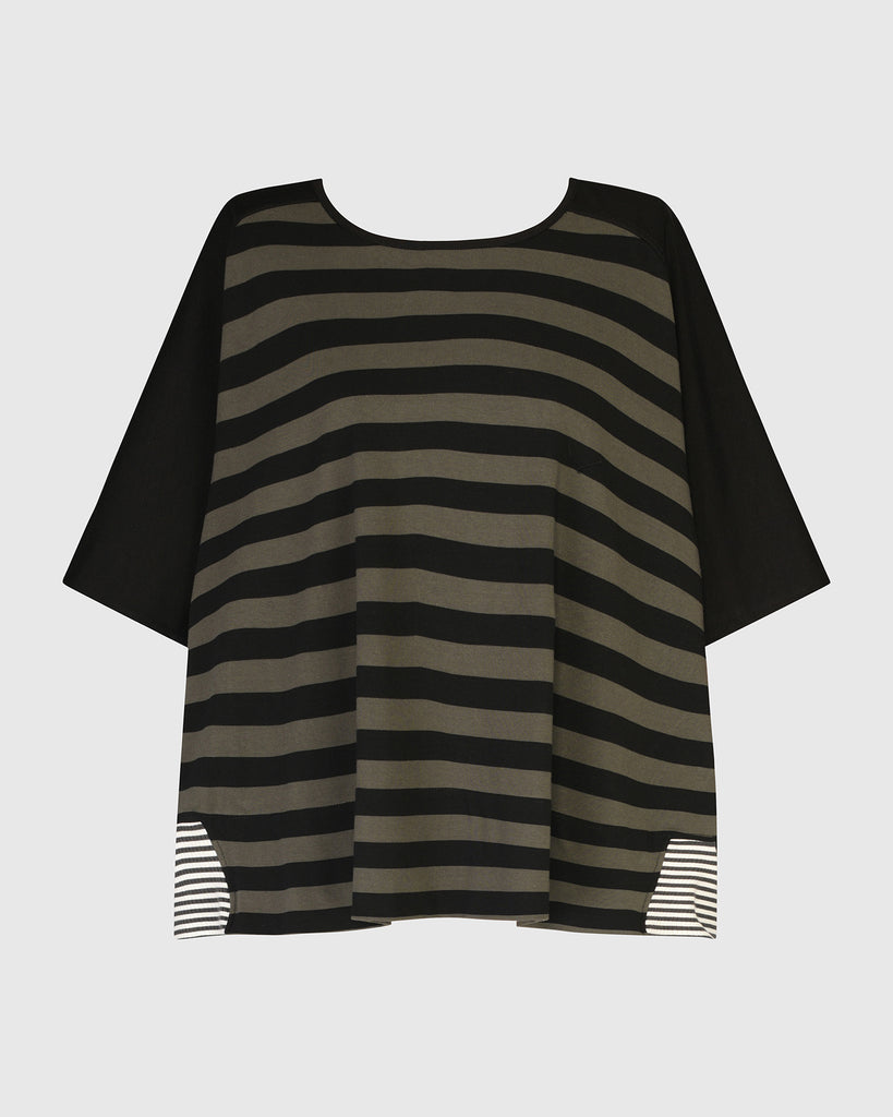 Alembika - Striped Top with Contrast Back Ribbing