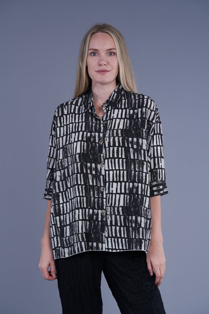 Shana Black and White Button Front Shirt