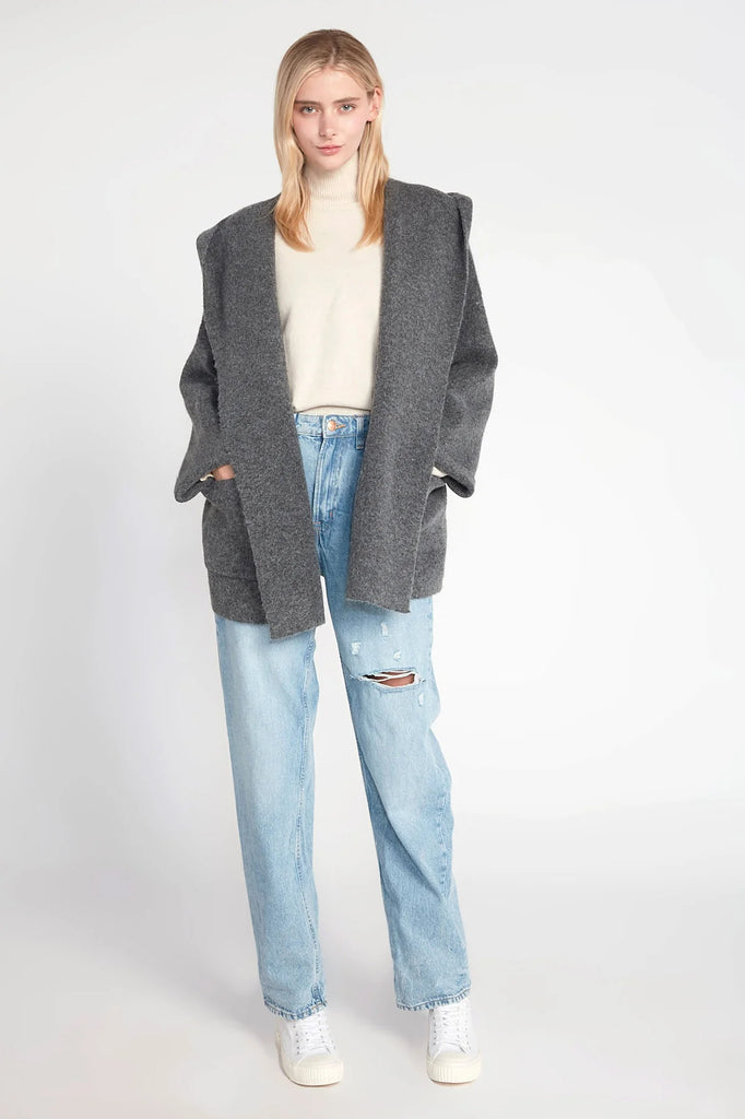 Look by M - Hooded Open Lapel Coat