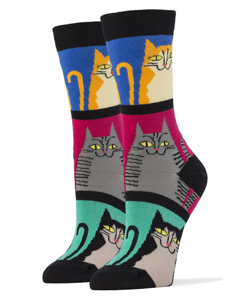Oooh Yeah - Mod Meow | Women's Funny Cat Cotton Crew Socks