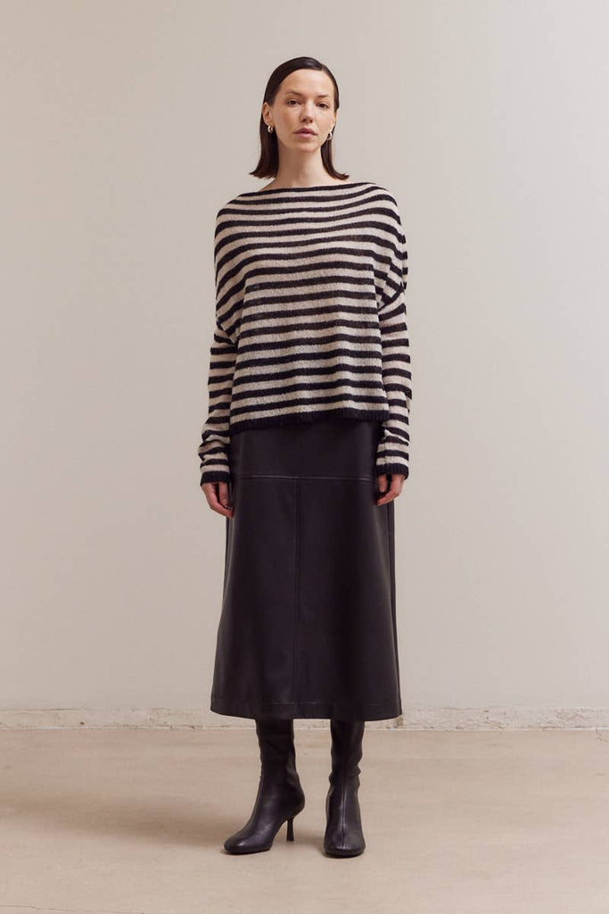 GRADE & GATHER - STRIPE OFF SHOULDER KNIT