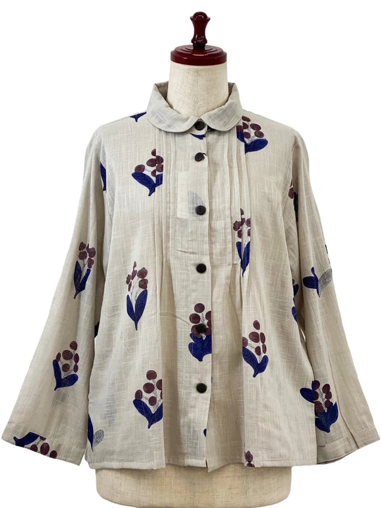 Mona Lisa - Tuck Jacket - Wildflower Print - Light Grey