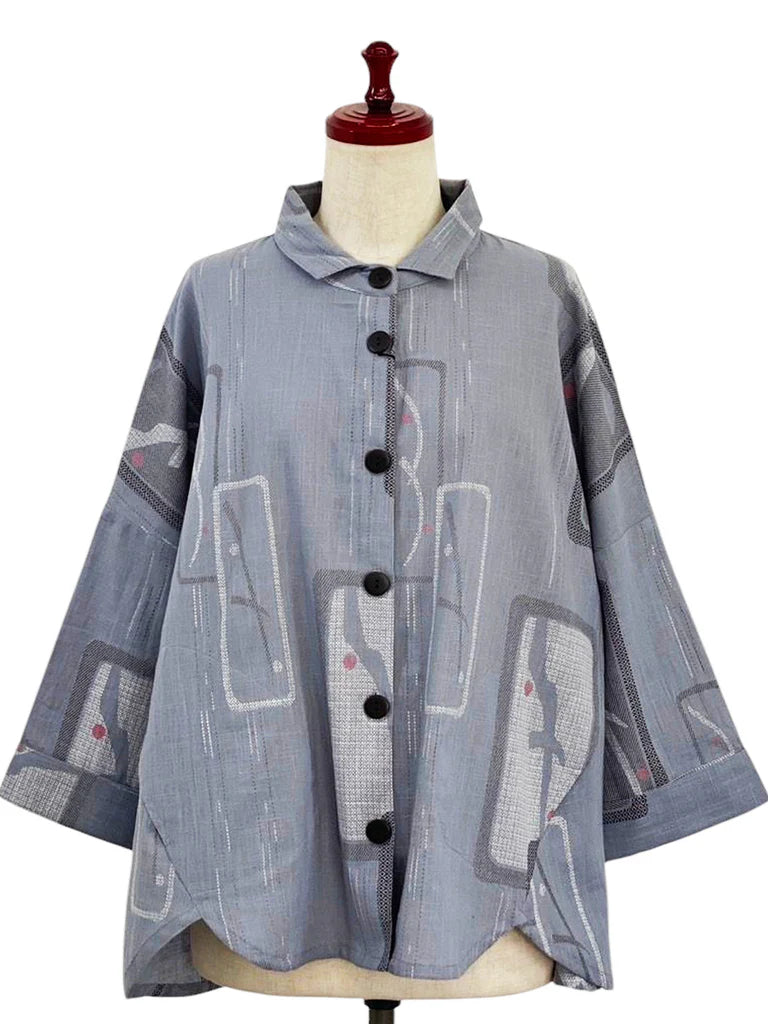 Mona Lisa - A-Line Jacket - Ume Branch Print - Light Purple