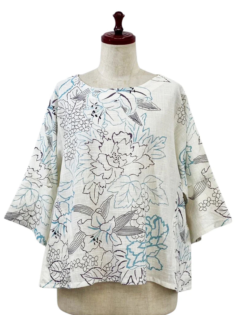 Mona Lisa - Crop Pullover - Lily Print - Natural