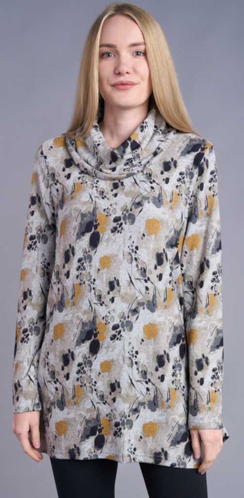 Shana Asymetrical Cowl Neck Fleece Top