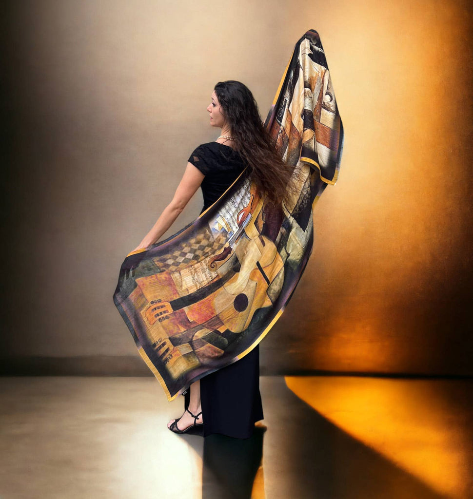 Rayz Intl - Brown and Rust Digitally Printed Abstract Scarf