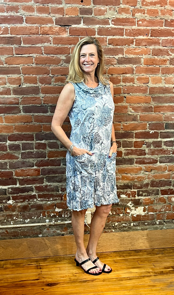 Shana - Cowl Neck Sleeveless Dress in Floral