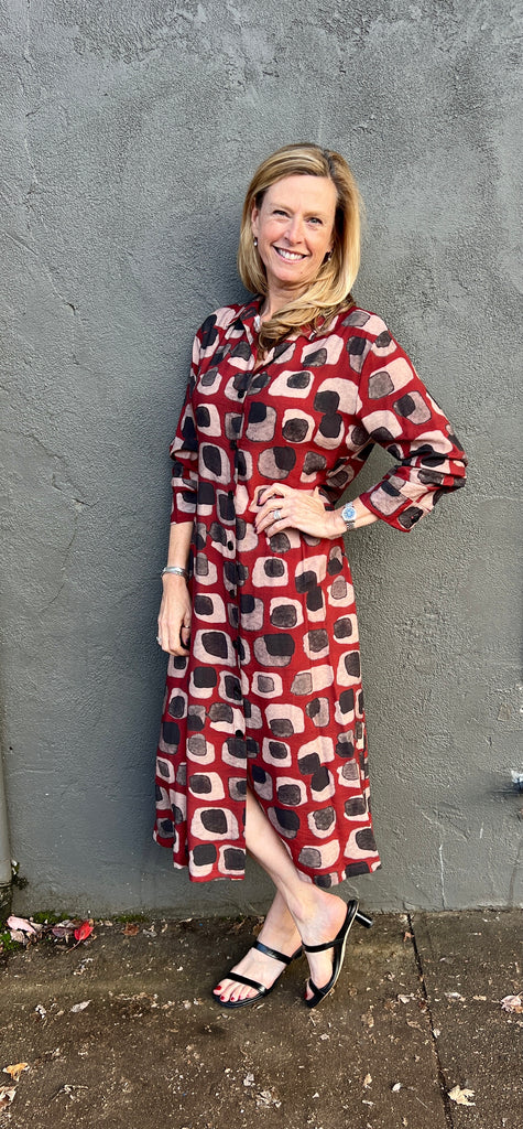 Shana - Button Doen Dress w/Sleeve Detail