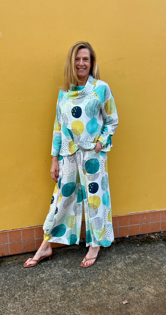 Shana - Pant in Aqua Pattern