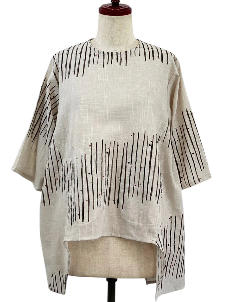 Mona Lisa - Geometric Flow Pullover - Zen Print - Light Grey