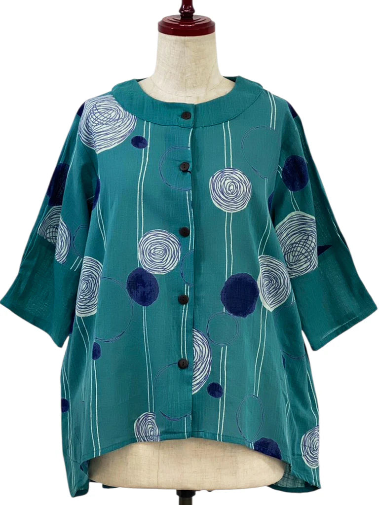 Mona Lisa - Combo Jacket - Scribble Circles Print - Green