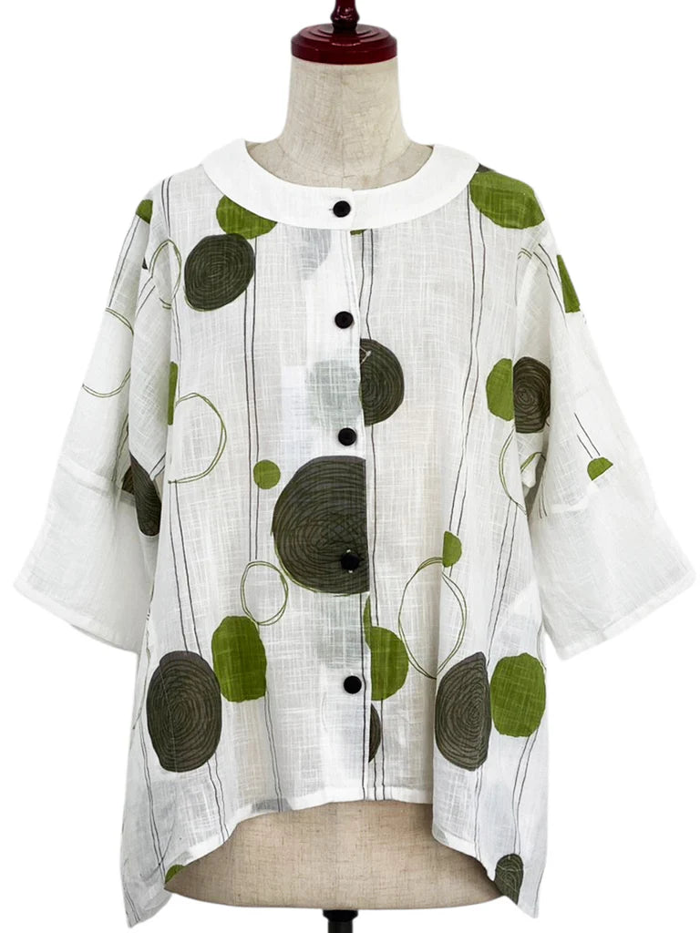 Mona Lisa - Combo Jacket - Scribble Circles Print - Natural