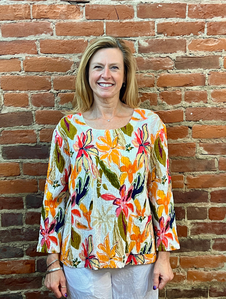 Shana - Cotton Spandex Tunic w/Pockets & Buttons Details