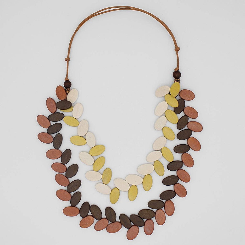 Giada Cocoa Cream Dual Strand Necklace by Sylca