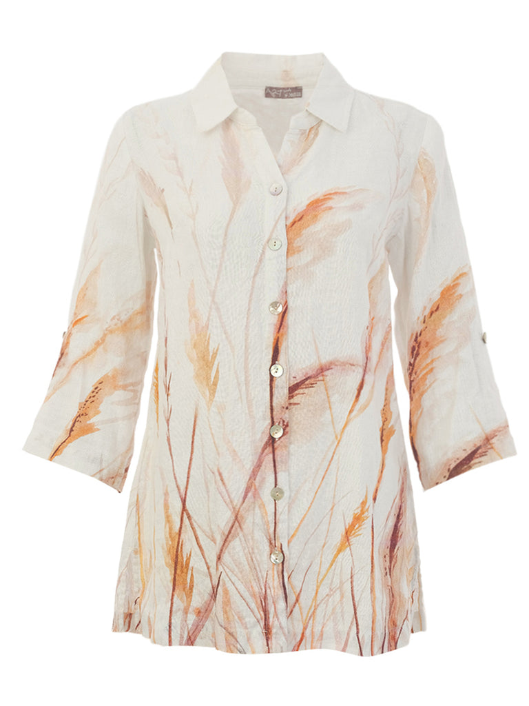 Dolcezza Linen Buttoned Tunic - Wheat