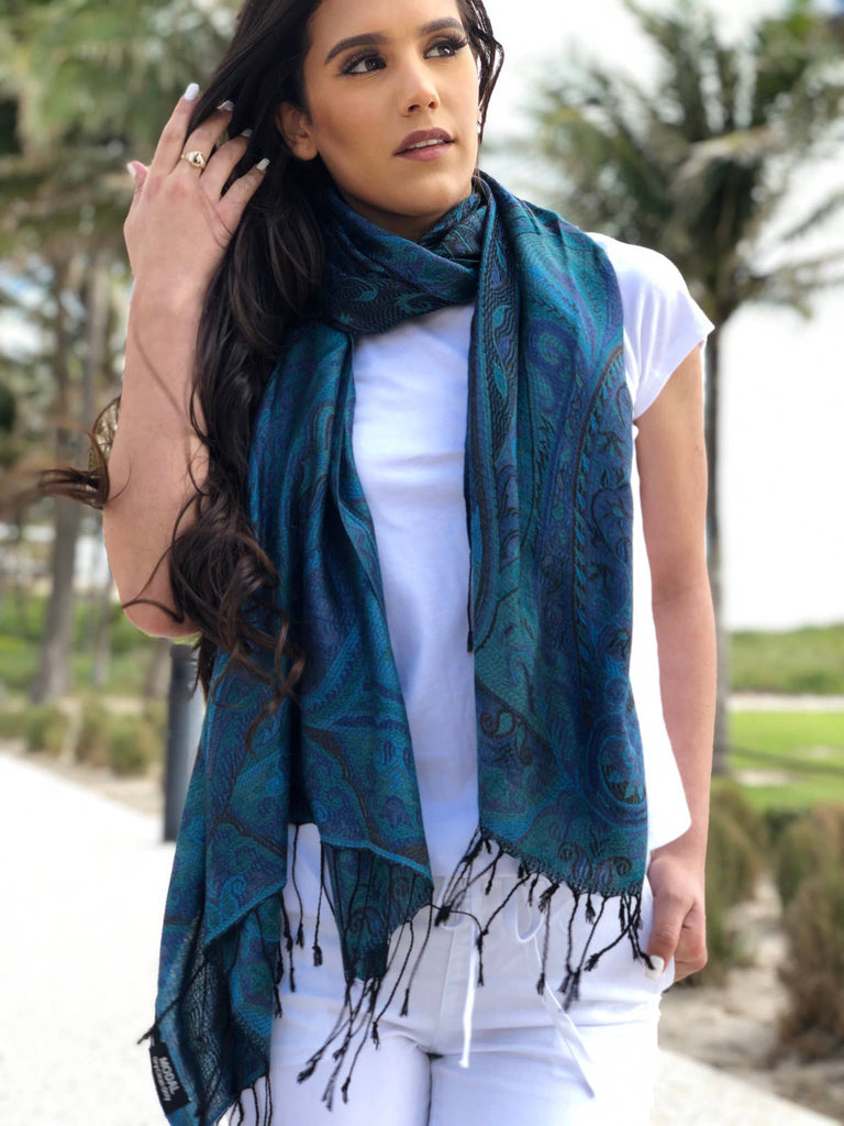 Rayz Intl - Blue/Green Jamawar Pashmina