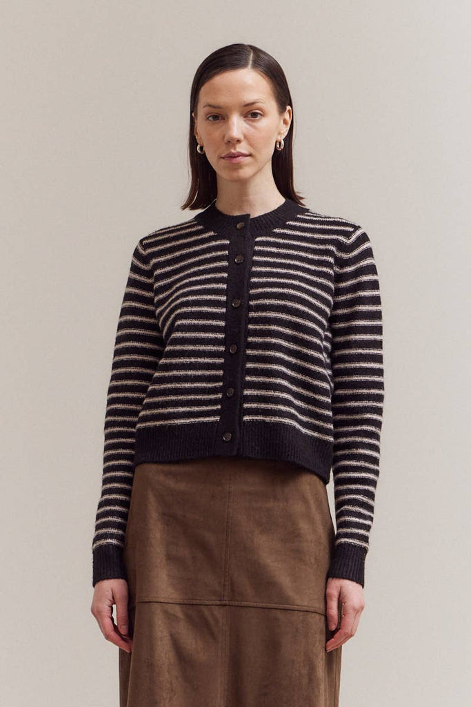 GRADE & GATHER - STRIPED BUTTON UP CARDIGAN