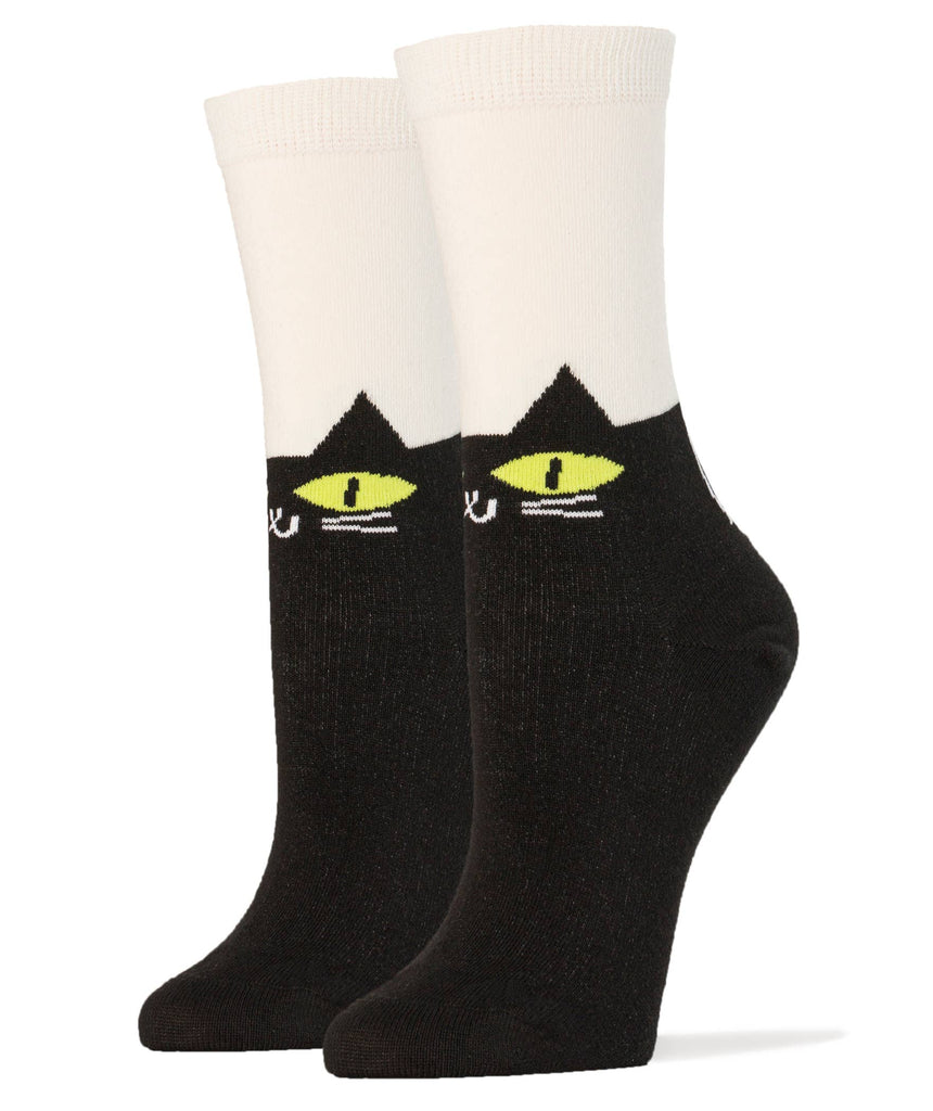 Oooh Yeah - It's Meow Or Never | Women's Cotton Crew Funny Socks