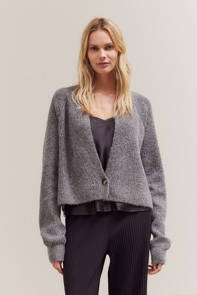 GRADE & GATHER - ONE BUTTON CARDIGAN