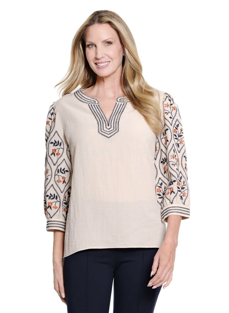 Multiples - 3/4 Puff Sleeve Woven Top