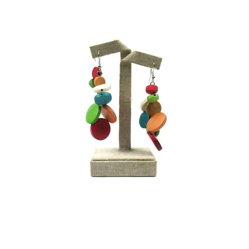 Katie & Company - Beverly bright and bold wood bead earrings