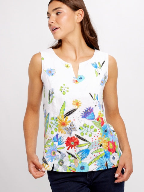 Dolcezza - Dolcezza Simply Art Floral Linen Tank