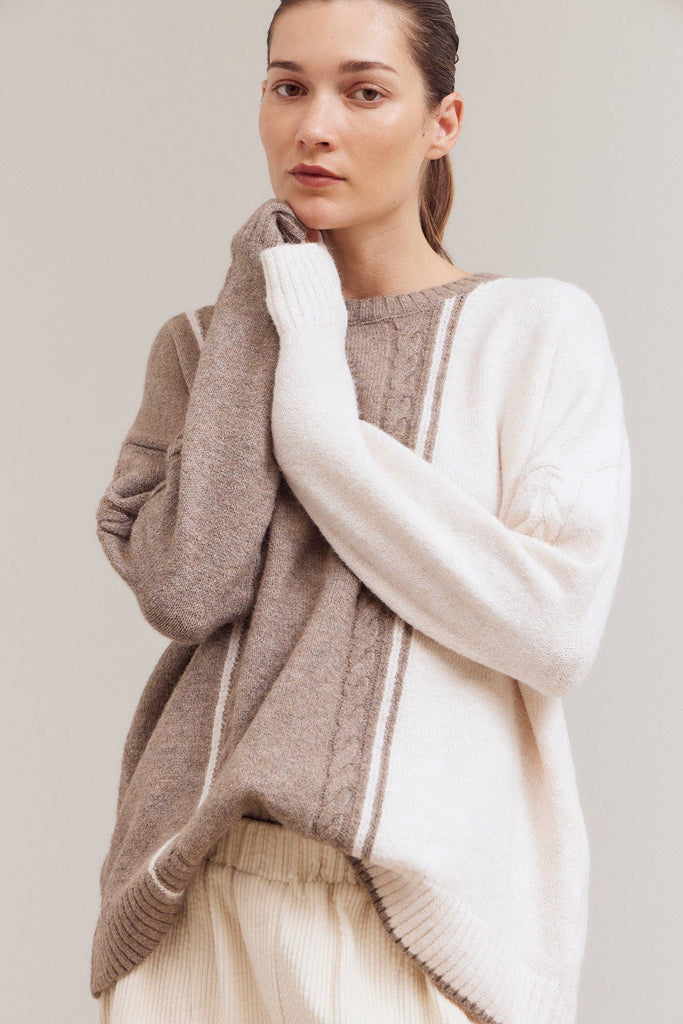 Grade & Gather - CABLE CONTRAST SWEATER