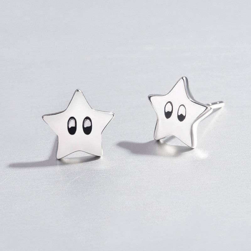 Perimade & Co. Dainty Cute Star Eyes Stud Earrings in 925 Sterling Silver