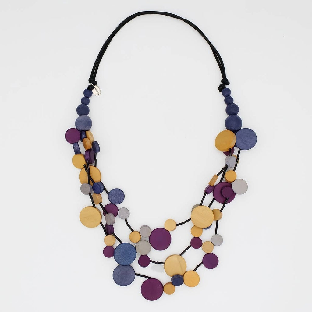 Mustard Multi Strand Millie Necklace, Beaded wooden necklace by Sylca