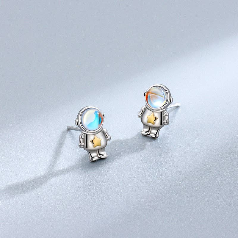 Perimade & Co. Astronaut Star Astronaut Stud Earrings in 925 Sterling Silver