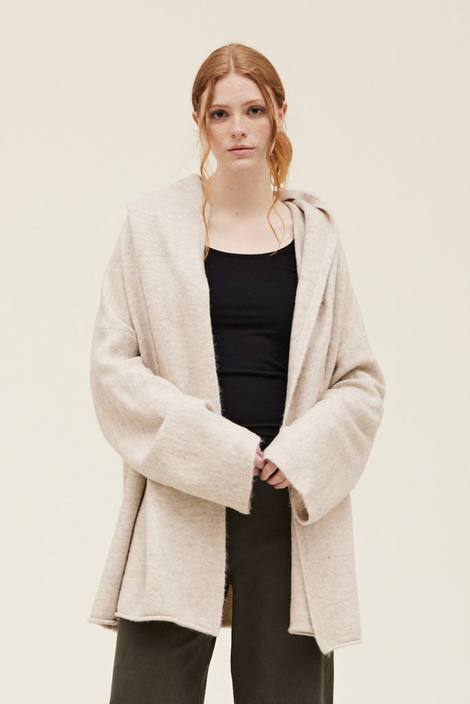 Grade & Gather - Hooded Cardigan in Ivory
