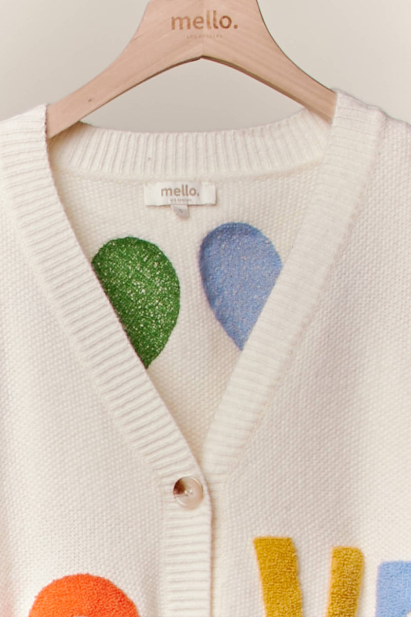 Mello - Love Lettering Heart Patchwork V Neck Cardigan – Textiles IC