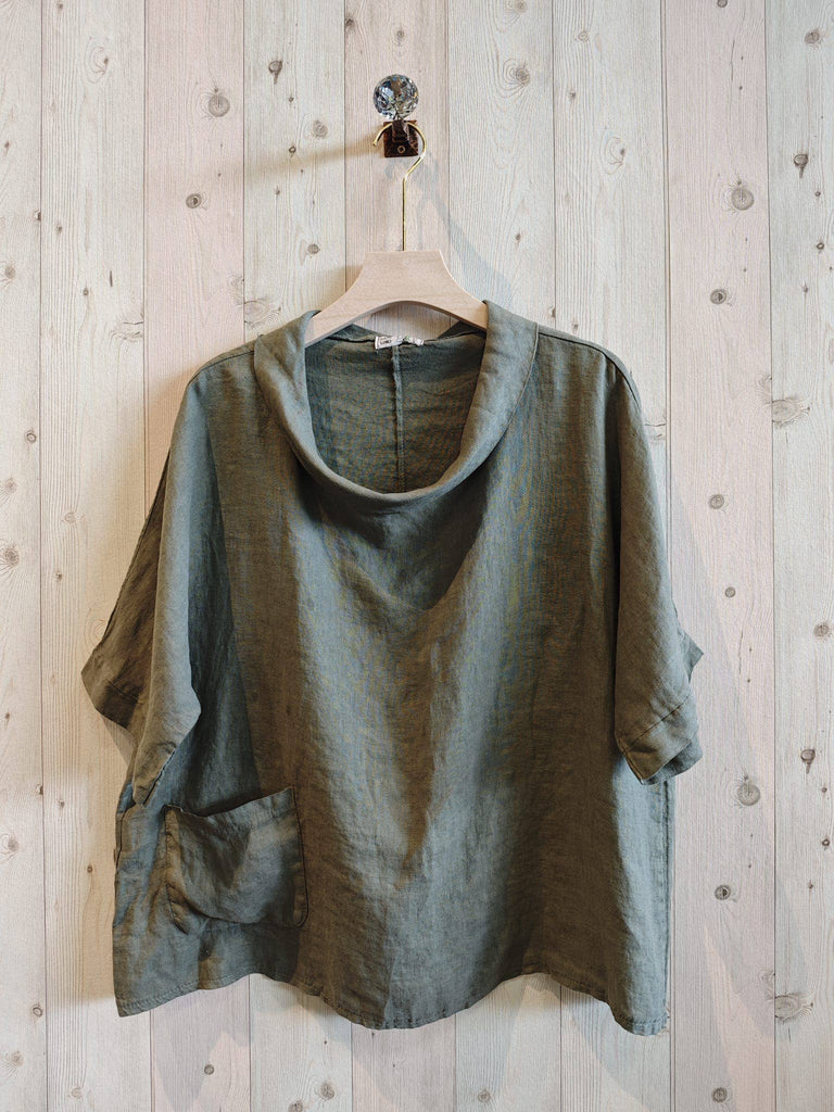 LINEN & MORE - BOAT NECK BLOUSE