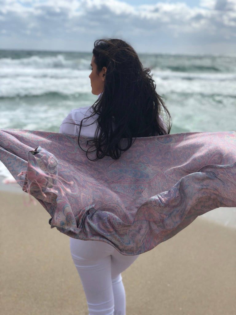 Rayz Intl - Light Pink Jamawar Pashmina