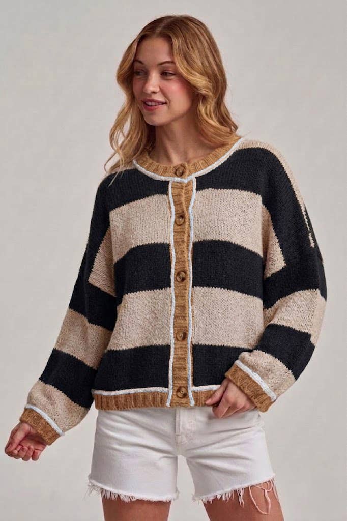 Bon - Wide Stripe Cardigan