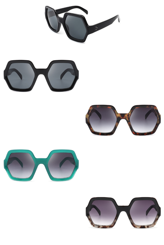 Cramilo Eyewear - Women Square Oversize Geometric Hexagonal Fashion Sunglasses