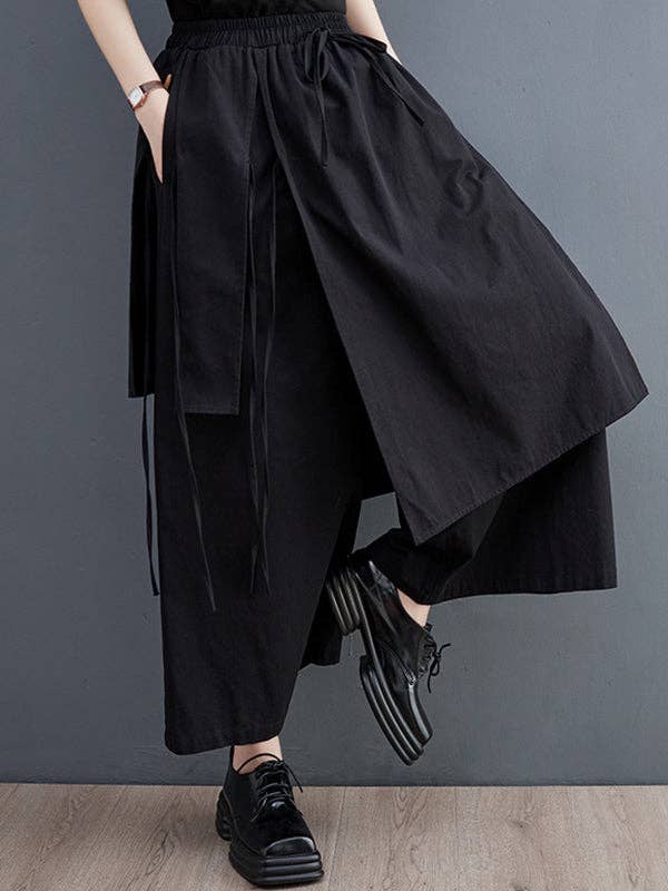 Sheer Trend - Wide Leg Pants w/Skirt Overlay