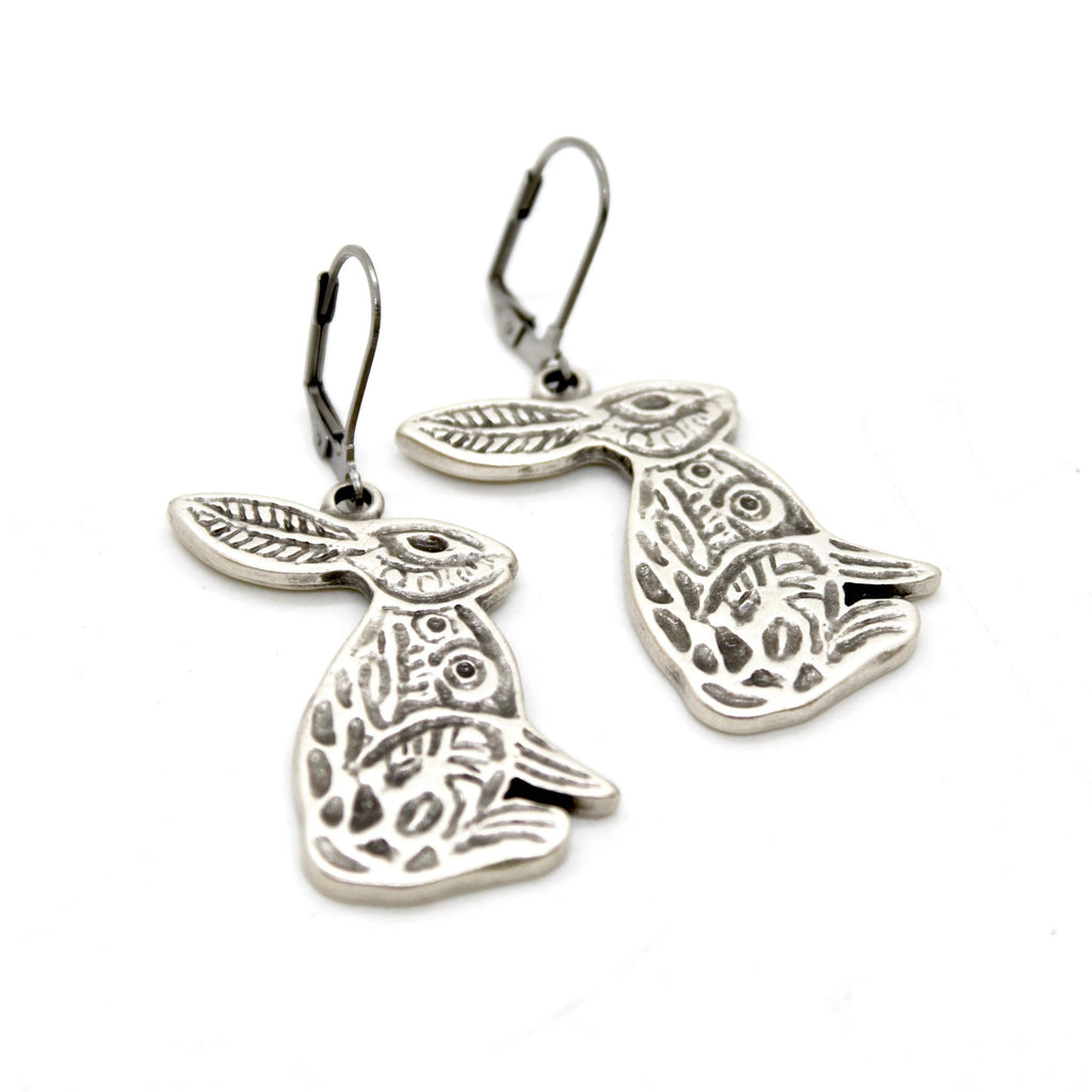 Lizou - Silver Rabbit Earrings