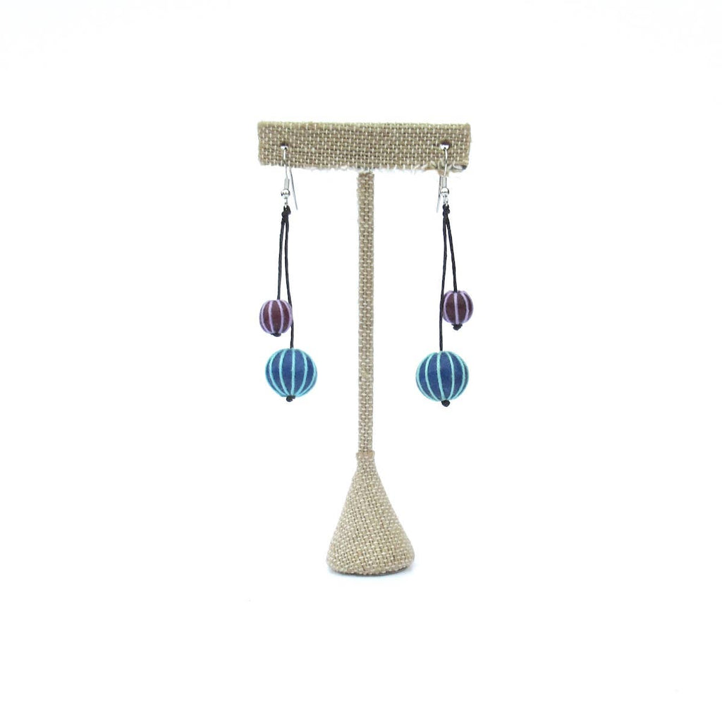 Katie & Company - Camille Indigo wood bead earrings