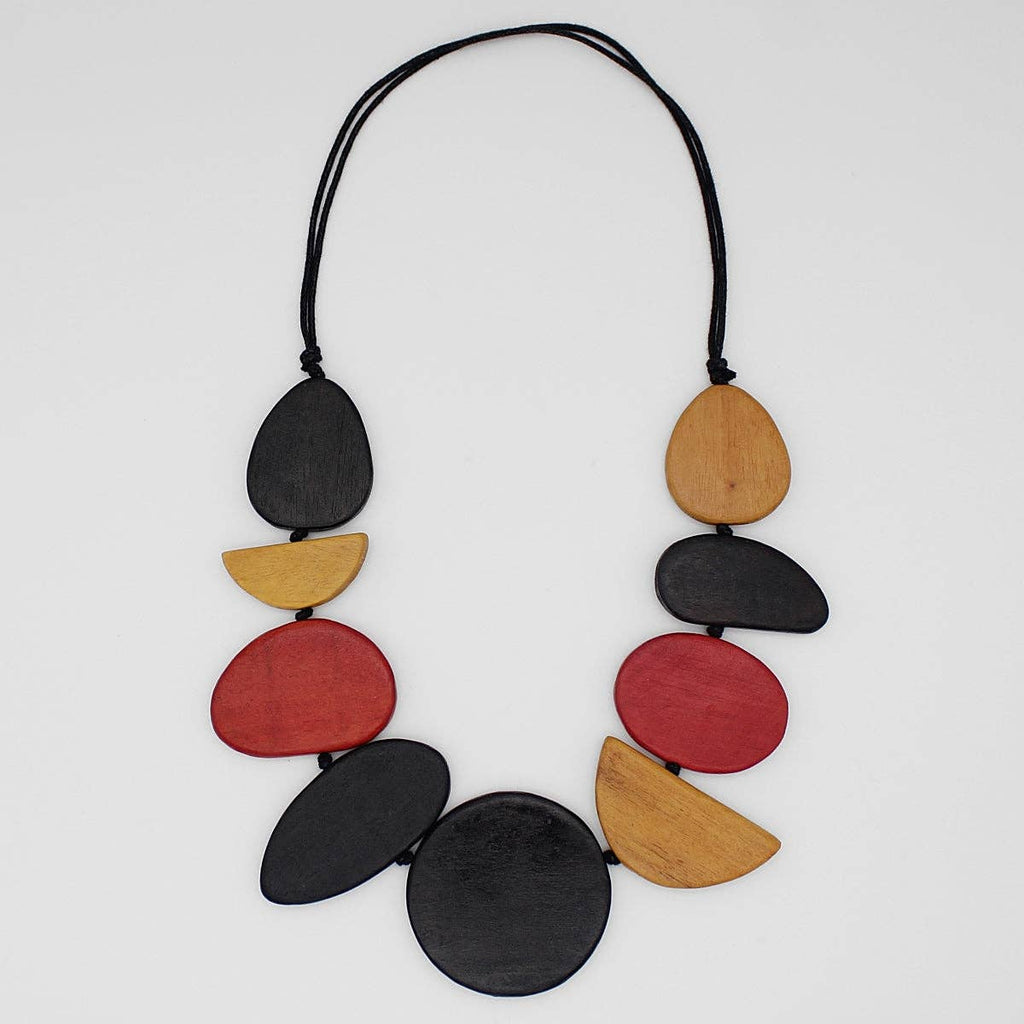 Black Elora Wood Statement Necklace by Sylca