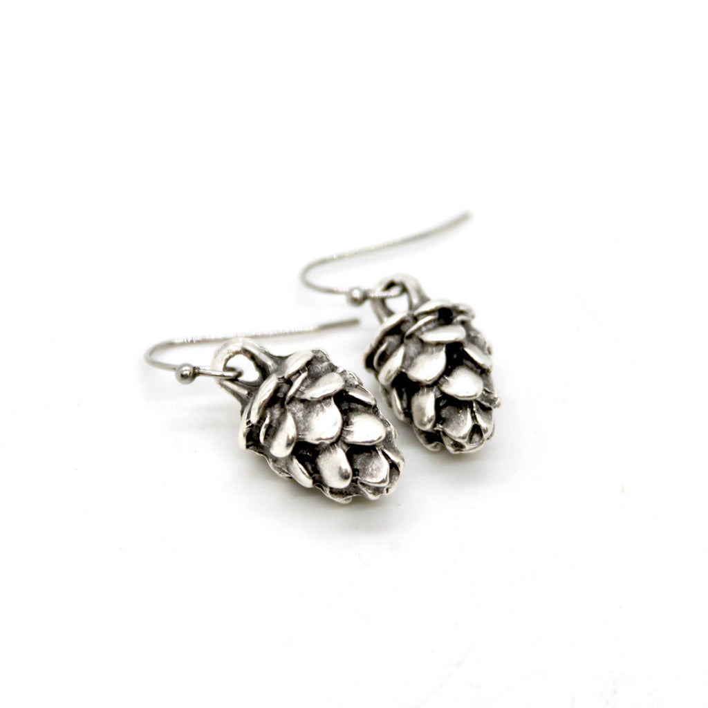 Lizou - Silver Pinecone Earrings